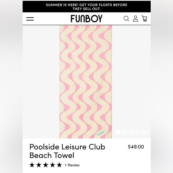 NWT 68x30” FUNBOY Poolside Leisure Club Beach Towel - Picture 2 of 7